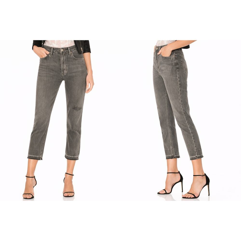 AGOLDE Riley High Rise Straight Crop Jeans Gray Raw Hem Womens 31